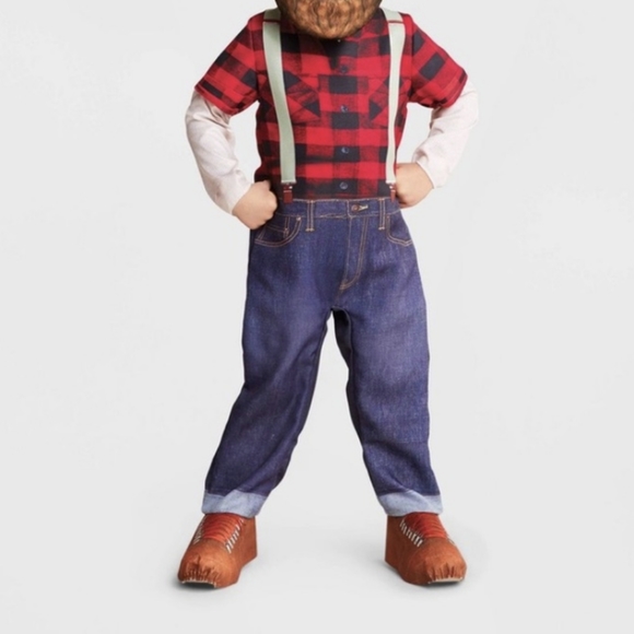 2T 3T Toddler Little Lumberjack Halloween Costume Country Midwestern Fall Outfit - Picture 1 of 11